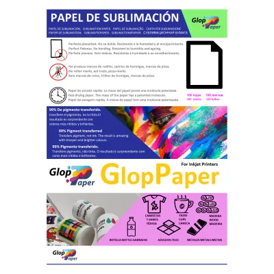Papel de sublimación de secado rápido GlopPaper 100 hojas A4 2