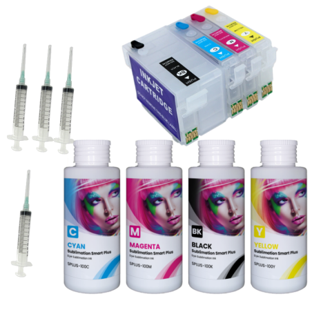 Cartuchos recarregáveis 27xl e 4 tintas de sublimação inteligente mais GlopInk