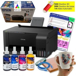 Impresora de sublimación Epson EcoTank A4 (sin escáner), perfil ICC y 1500 diseños para tazas