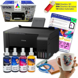 Impresora de sublimación Epson EcoTank A4 (con escáner), perfil ICC y 1500 diseños para tazas