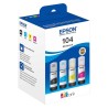 4 bouteilles d'encre Epson 104 pour Ecotank 65 ml. Encre originale Multipack série 104