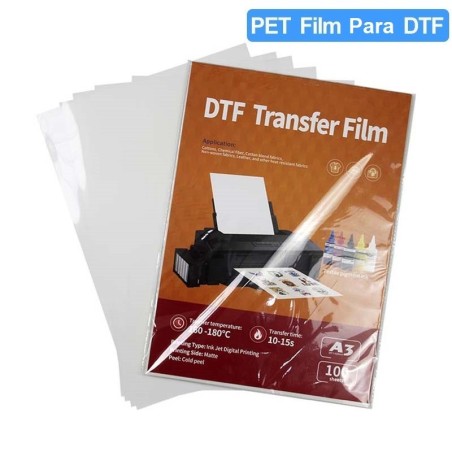 Filme de transferência DTF A3, 100 folhas PET de remoção a quente Vision