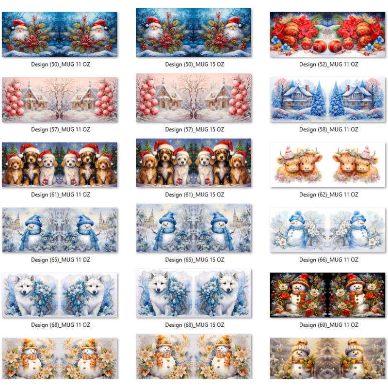 Modèles de sublimation Tasses de classiques de Noël