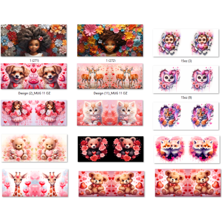 Modèles 3D et designs 3D pour les tasses de sublimation Saint Valentin et Journée de l'amitié