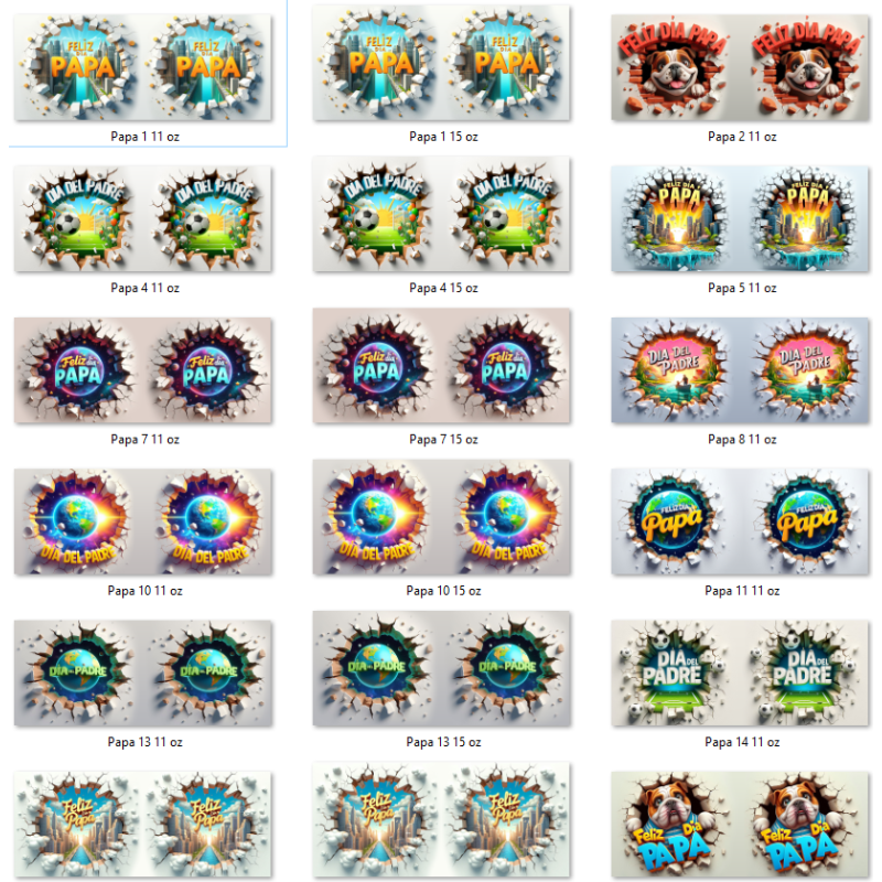 Plantillas 3D y diseños 3D para tazas de sublimación día del Padre