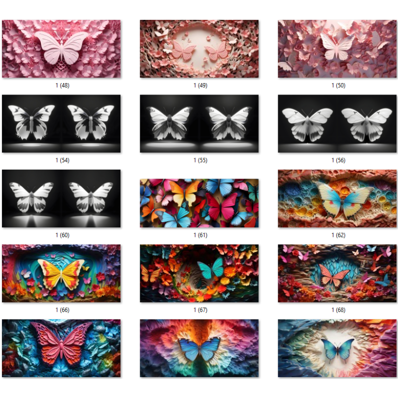 Plantillas 3D y diseños 3D para tazas de sublimación de mariposas