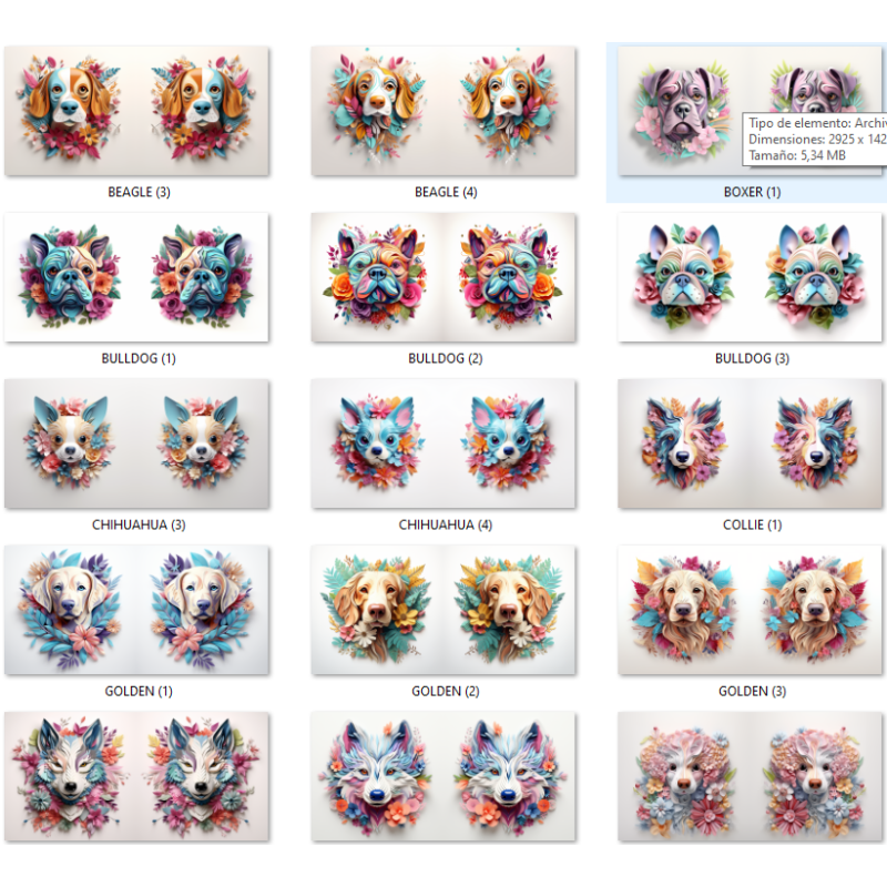 Plantillas 3D y diseños 3D para tazas de sublimación de perritos razas