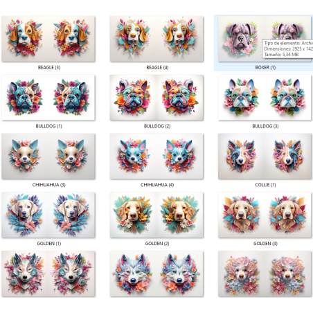 Modèles 3D et conceptions 3D pour les tasses de sublimation des races de chiens