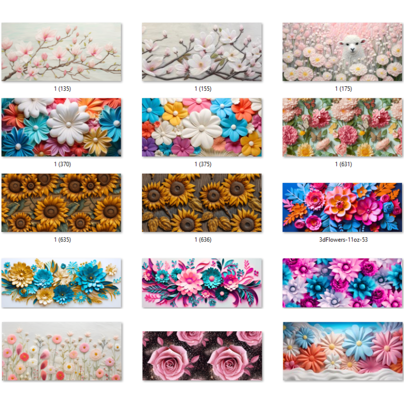 Plantillas 3D y diseños 3D para tazas de sublimación Flores y motivos florales 1