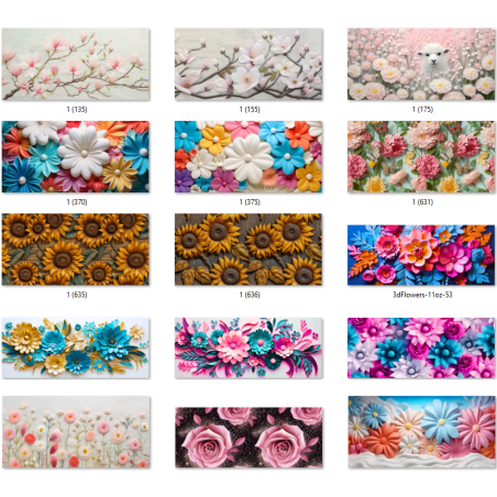Modèles 3D et conceptions 3D pour les tasses de sublimation Fleurs et motifs floraux 1