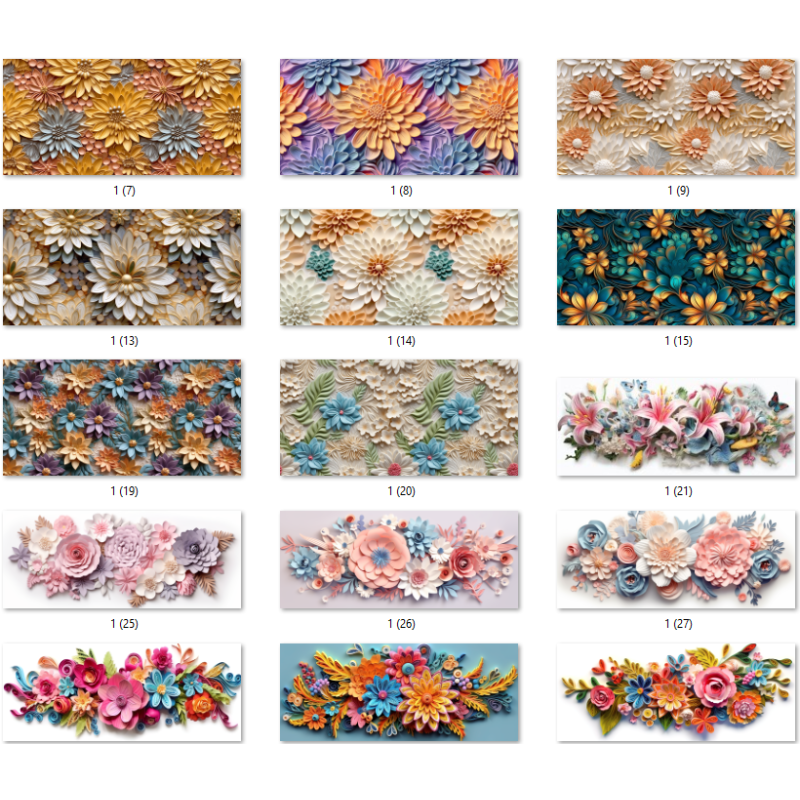 Modelos 3D e design 3D para sublimação de flores e motivos florais 2