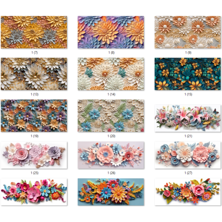 Modèles 3D et designs 3D pour les tasses de sublimation Fleurs et motifs floraux 2