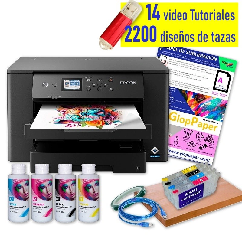 Impresora de sublimación Epson A3 en kit de cartuchos, perfil ICC y 2200 diseños de tazas Impresora de sublimación Epson A3 en kit de cartuchos, perfil ICC y 2200 diseños de tazas