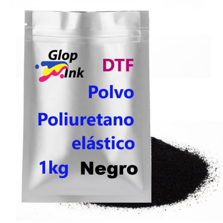 Polvo DTF termoadhesivo negro de poliuretano elástico, 1kg