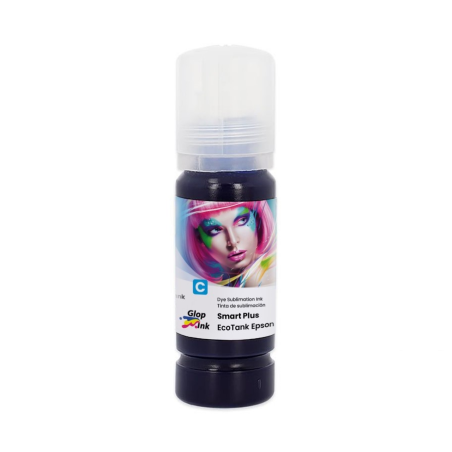 Inteligente Plus Sublimação Cyan Tinta GlopInk, 70 ml de garrafa e recuperação de recarga para ecotank e sc