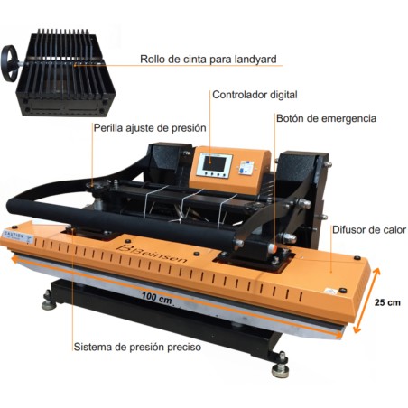 Ferro para transferência, sublimação e DTF Quênia 100x25cm para fitas e lingas