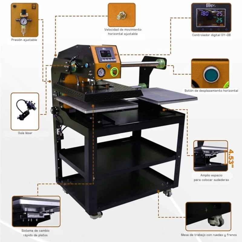 Fer à repasser, sublimation et DTF Trinité pneumatique 40x50cm