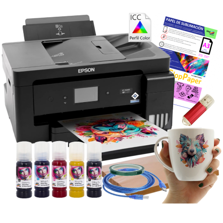 Impressora de sublimação A3 Epson EcoTank Et-15000, Profile ICC e 2200 desenhos para copos, com tinta inteligente e