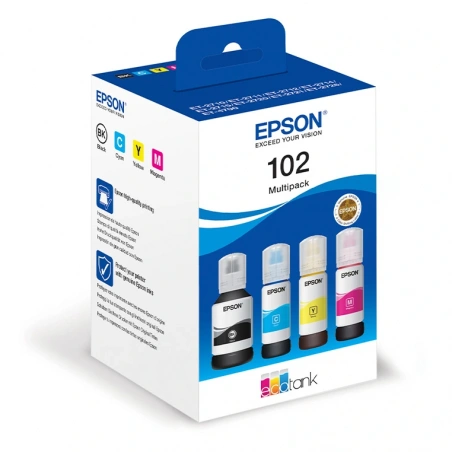 Tinta Epson 102 para EcoTank. Tinta original multipack de 4 botellas serie 102