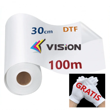 Film DTF bobina 30cm x 100m, rollo PET despegue en caliente Vision con guantes gratis