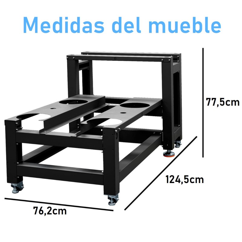 Mobiliário para agitador de poeira, forno de cura e impressora DTF Lancelot. Medidas