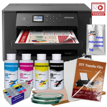 Imprimante DTF4P A3 WF-7310 avec cartouche rechargeable et kit DTF