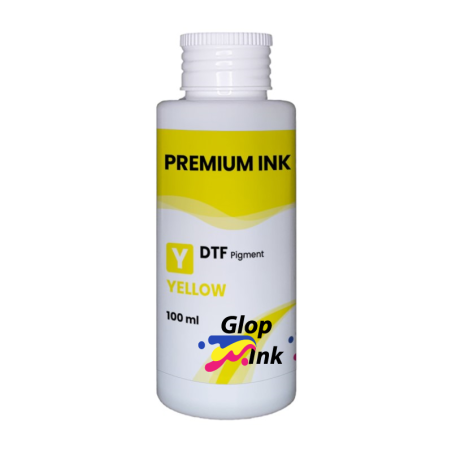 Tinta amarilla DTF GlopInk, botella de 100 ml
