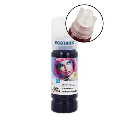 Tinta de sublimação para EcoTank Smart Plus da GlopInk, 70 ml ciano
