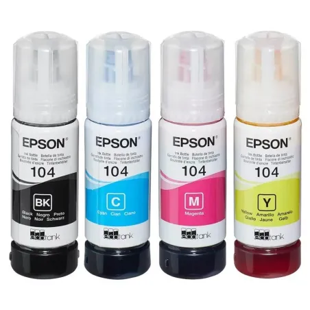 4 garrafas de tinta Epson 104 para EcoTank de 65 ml. Tinta original multipack série 104