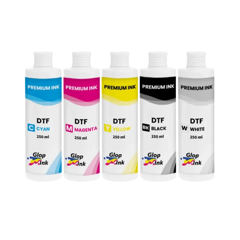 Tintas DTF GlopInk, 5 botellas de 250 ml