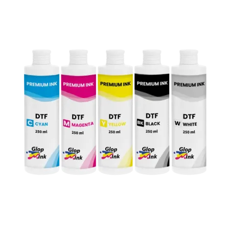 Encres DTF GlopInk, 5 flacons de 250 ml