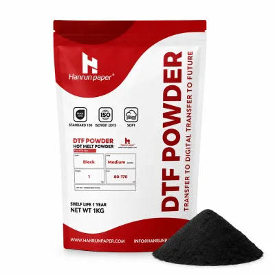 Polvo DTF negro termoadhesivo de poliuretano elástico, 1 kg, Hanrun paper