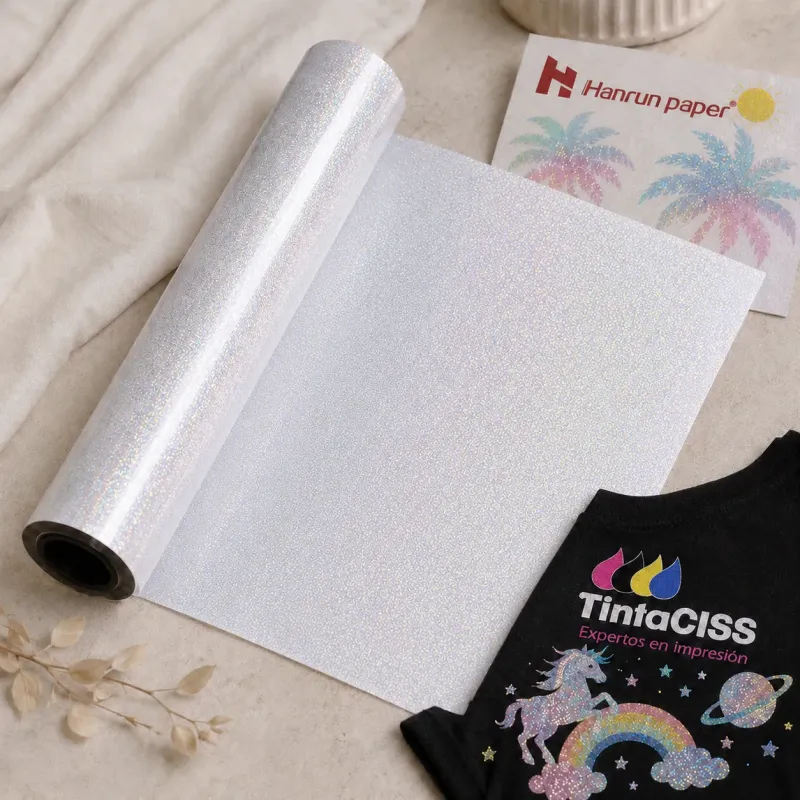 Filme DTF com purpurina/glitter em bobina de 30 cm x 10 m, Hanrun Paper
