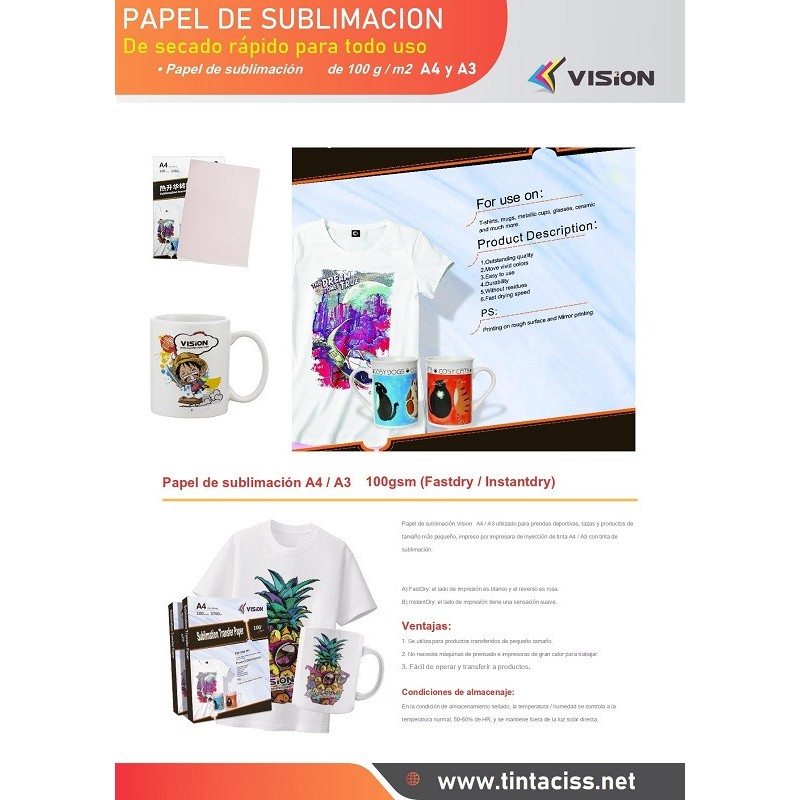 Papel sublimación Vision A3