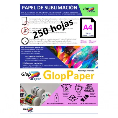 Papier de sublimation à séchage rapide GlopPaper 250 feuilles A4