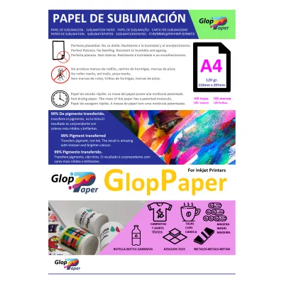 Papier de sublimation à séchage rapide GlopPaper 100 feuilles A4
