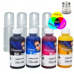 Tinta de sublimación SubliNova, 4 botellas de 100 ml y 4 botes de recarga para SureColor y EcoTank, con perfil ICC gratis