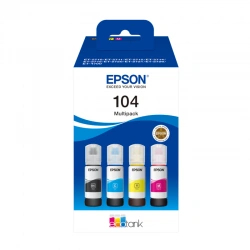 4 botellas de tinta Epson 104 para EcoTank de 65 ml. Tinta original multipack 104