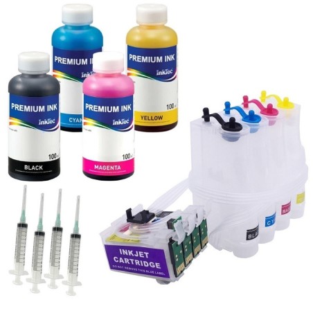 27XL CISS vazio e 4 tintas para Epson WF-7210, WF-7610, WF-3640, WF-7710