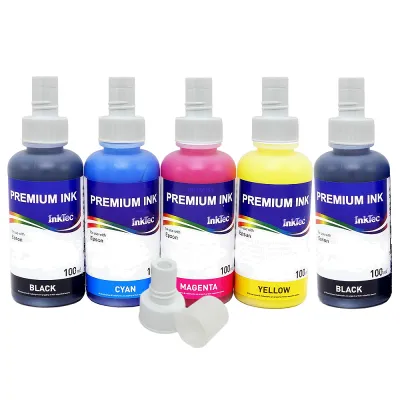Encre Epson 105 et 106 pour Ecotank, bouteilles avec des bouchons et