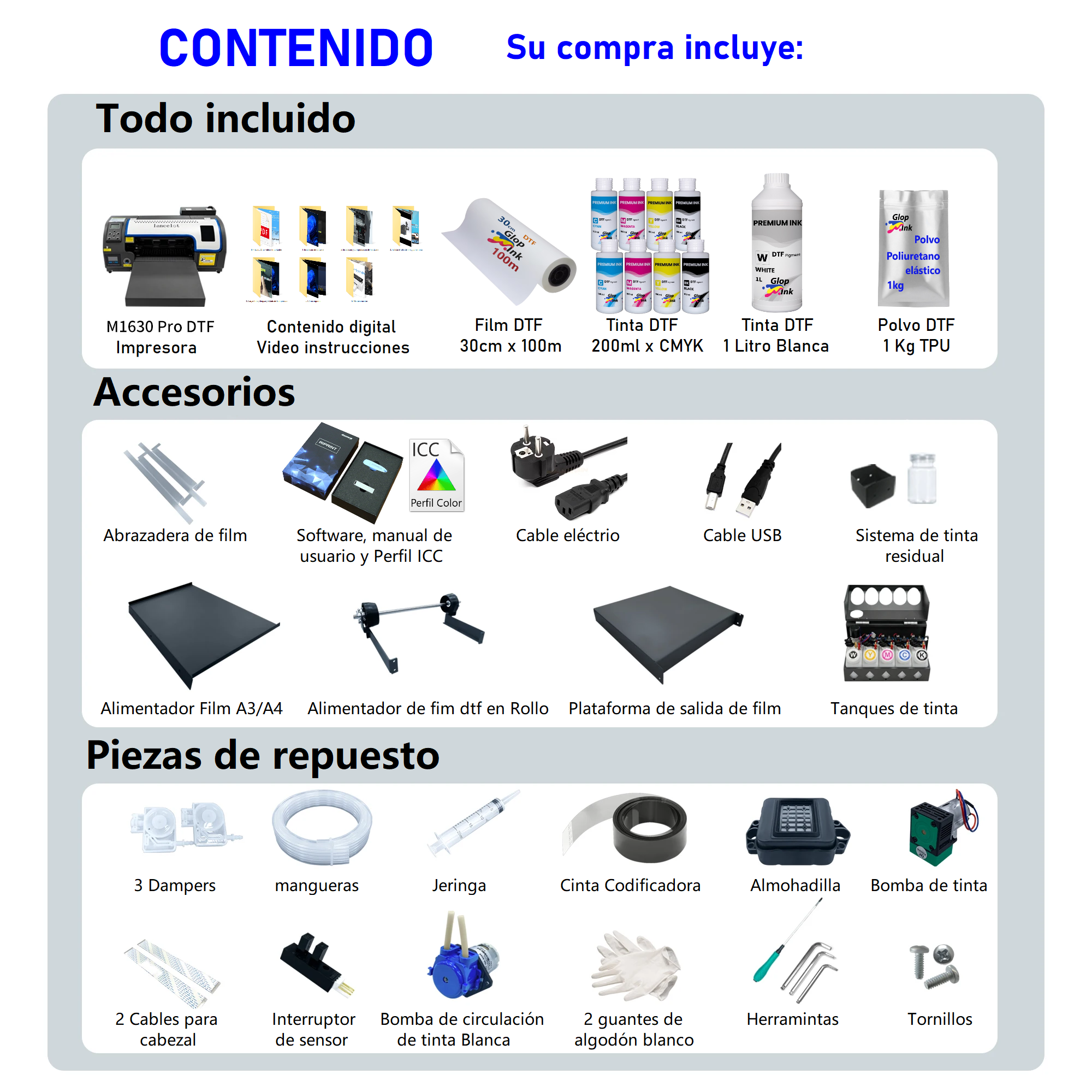 Contenido de la impresora DTF Lancelot
